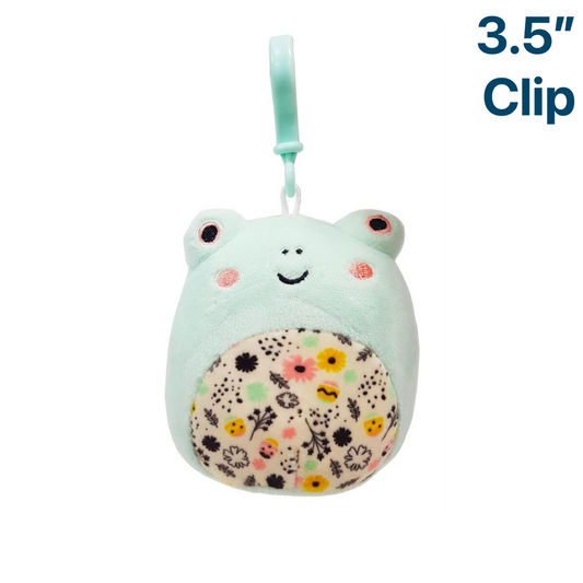 Fritz the Green Frog with Floral Belly ~ 3.5"Clip On 2024 Easter Squishmallow Plush