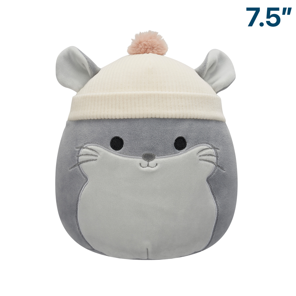 Camilo the Grey Chinchilla in White Beanie ~ 7.5" Squishmallow Plush