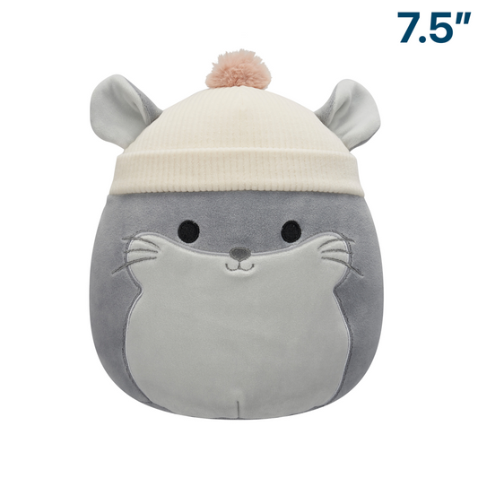 Camilo the Grey Chinchilla in White Beanie ~ 7.5" Squishmallow Plush