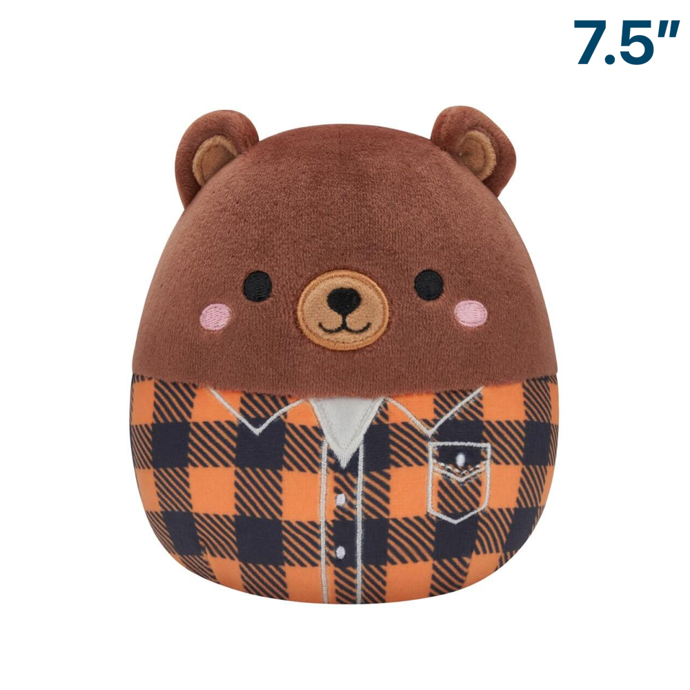 Omar the Bear in Flannel Shirt ~ 7.5" Fall / Autumn Harvest Squad Squishmallow Plush