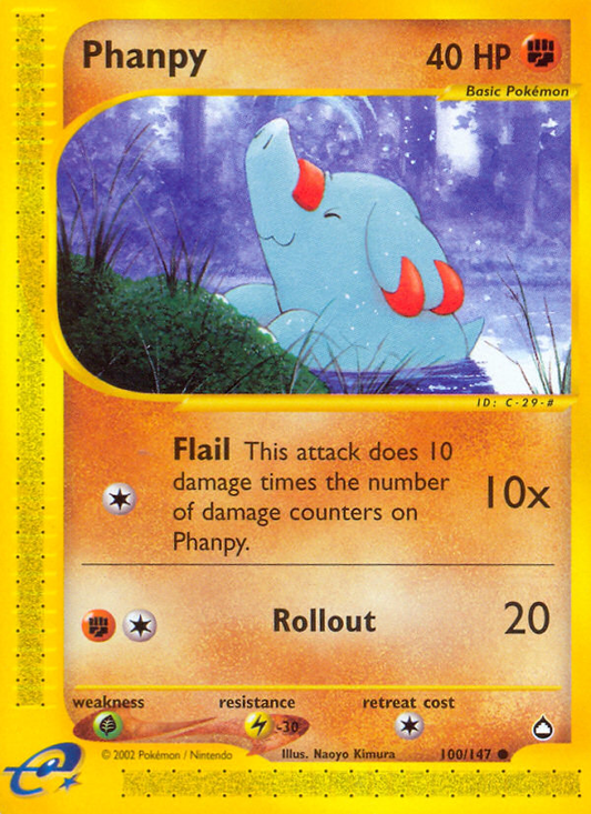 Phanpy 100/147 Common | Aquapolis | Pokemon Card