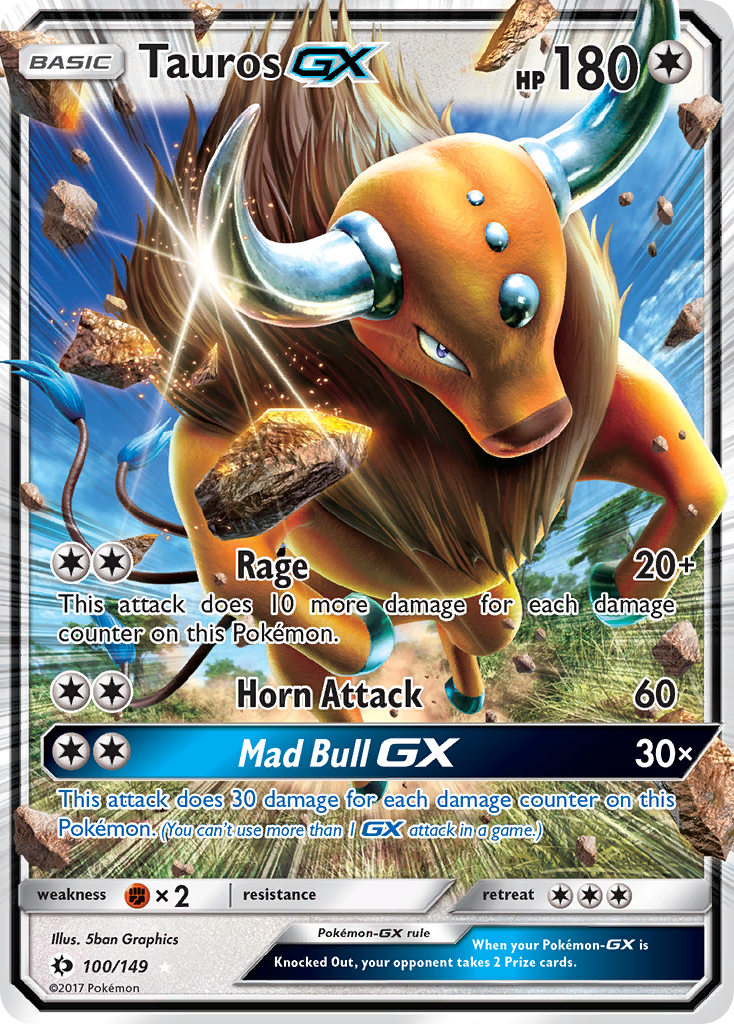 Tauros-GX 100/149 Rare Holo GX | Sun & Moon | Pokemon Card
