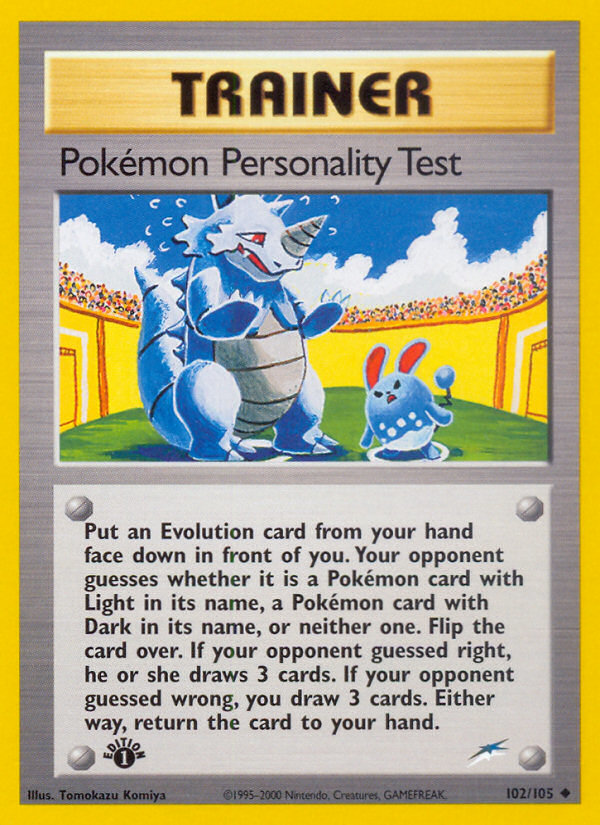 Pokémon Personality Test 102/105 Uncommon | Neo Destiny | Pokemon Card
