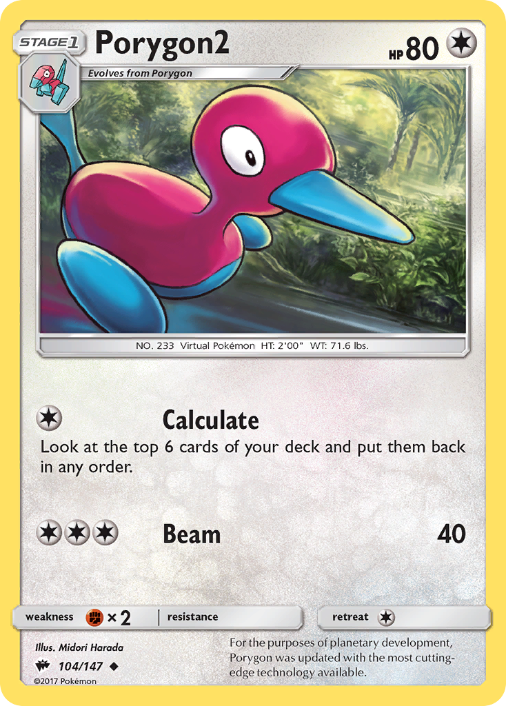 Porygon2 104/147 Uncommon | Burning Shadows | Pokemon Card