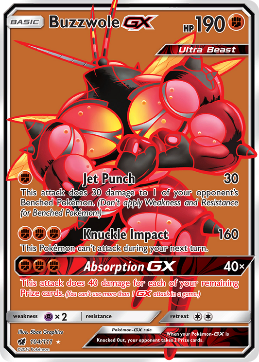 Buzzwole-GX 104/111 Rare Ultra | Crimson Invasion | Pokemon Card