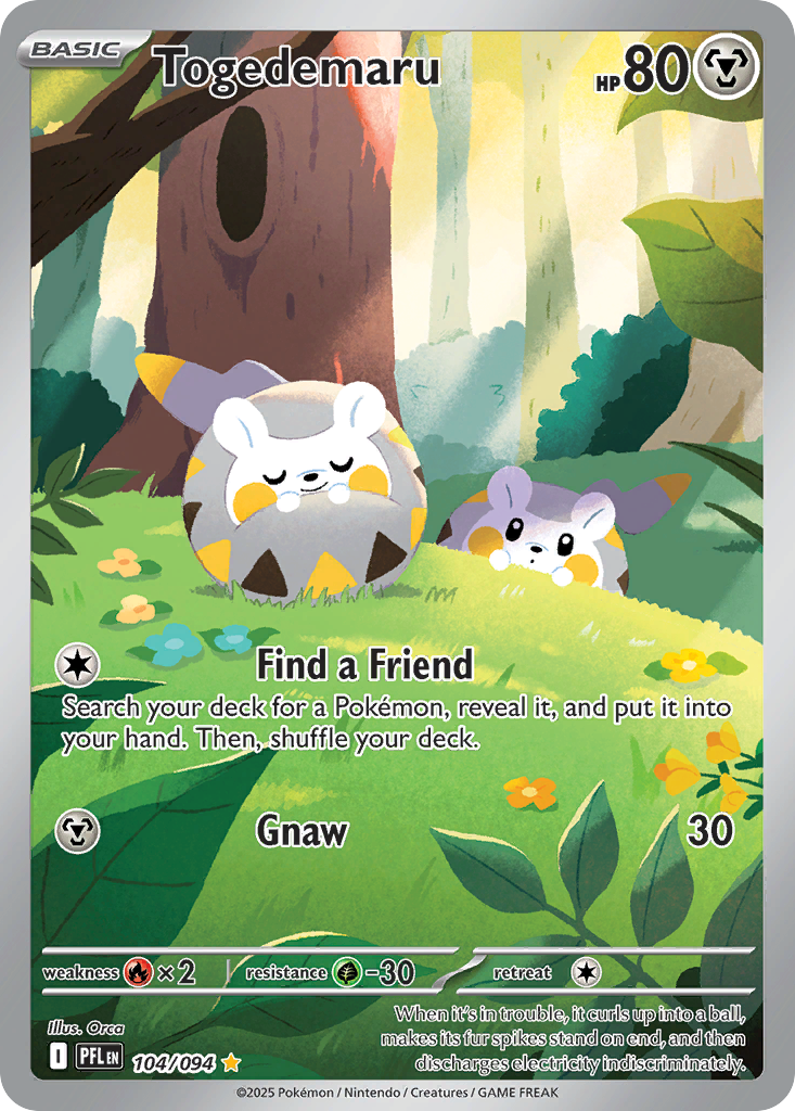 cute illustration rare pokemon cards Togedemaru 104/94 Illustration Rare | Phantasmal Flames