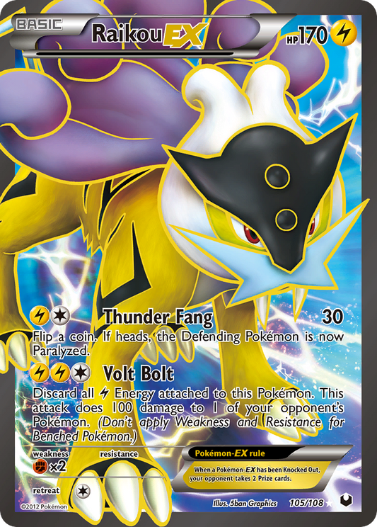 Raikou-EX 105/108 Rare Ultra | Dark Explorers | Pokemon Card