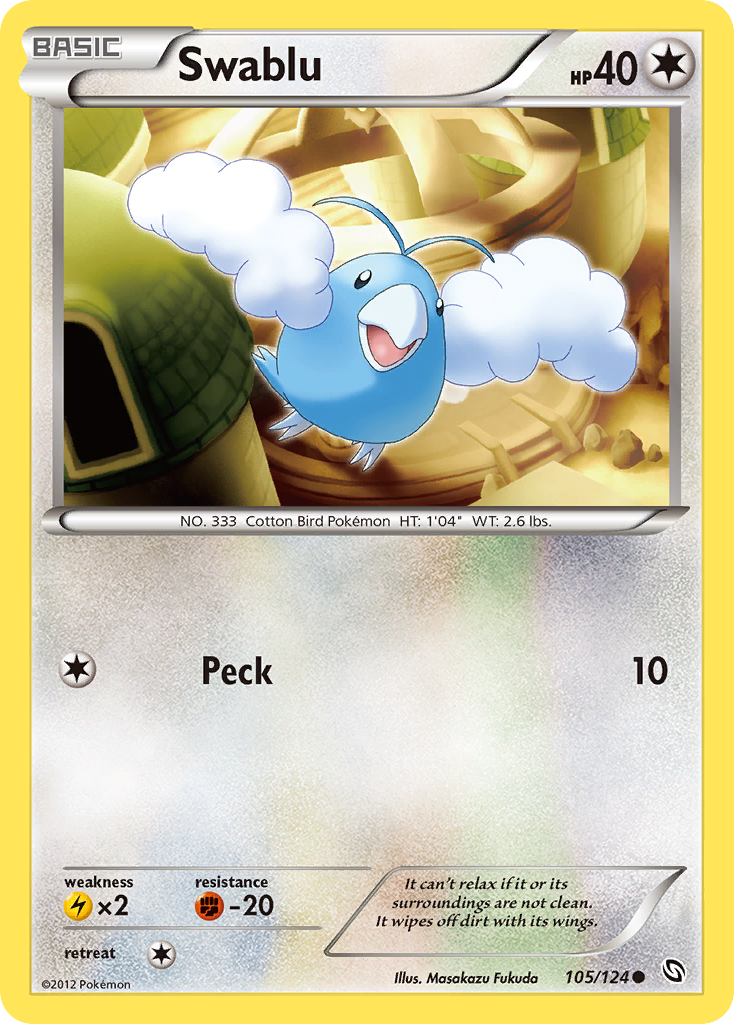 Swablu 105/124 Common | Dragons Exalted | Pokemon Card