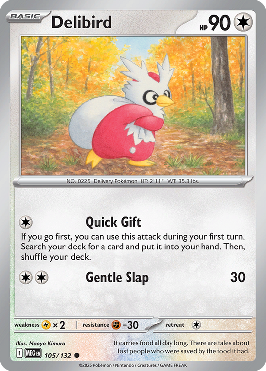 Delibird 105/132 Common | Mega Evolution | Pokemon Card