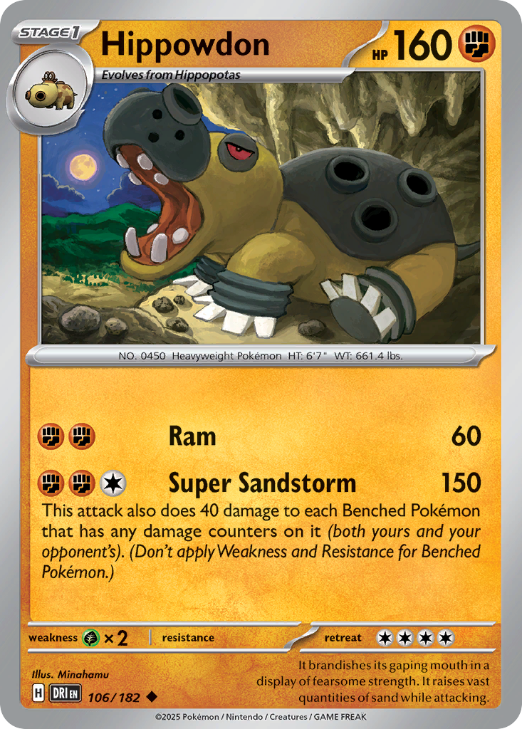 Hippowdon 106/182 Uncommon | Destined Rivals | Pokemon Card