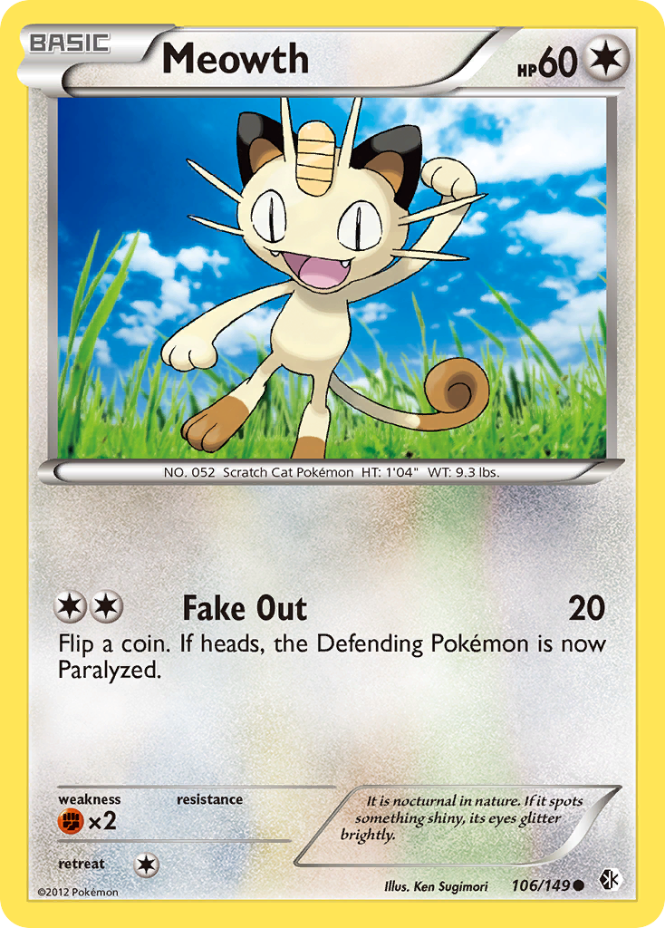 Meowth 106/149 Common | Boundaries Crossed | Pokemon Card