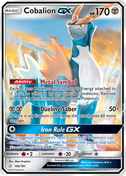 Cobalion-GX 106/181 Rare Holo GX | Team Up | Pokemon Card