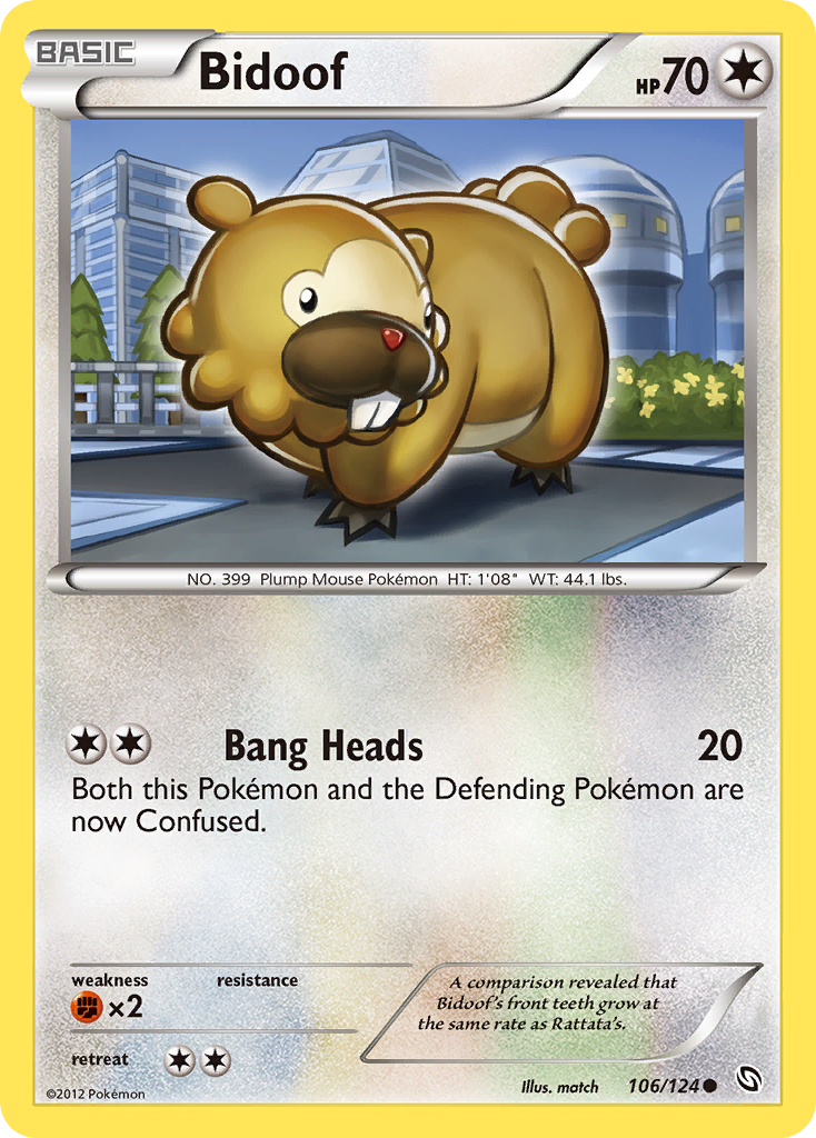 Bidoof 106/124 Common | Dragons Exalted | Pokemon Card