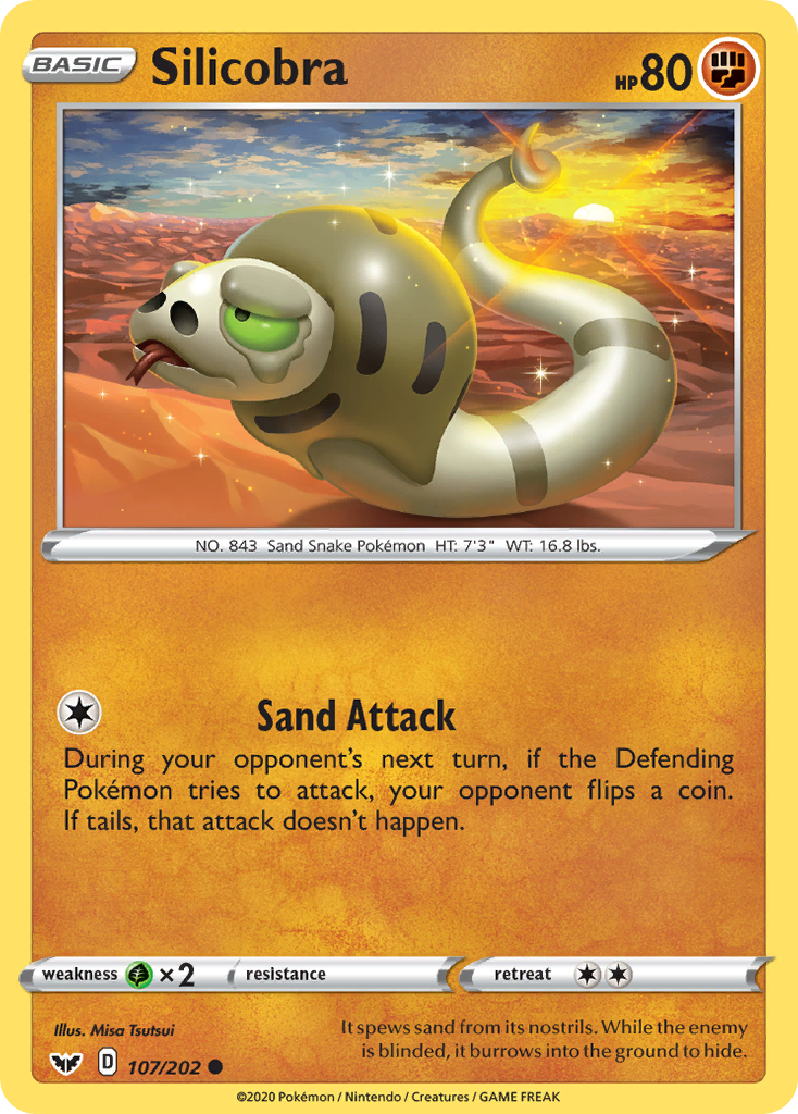 Silicobra 107/202 Common | Sword & Shield | Pokemon Card