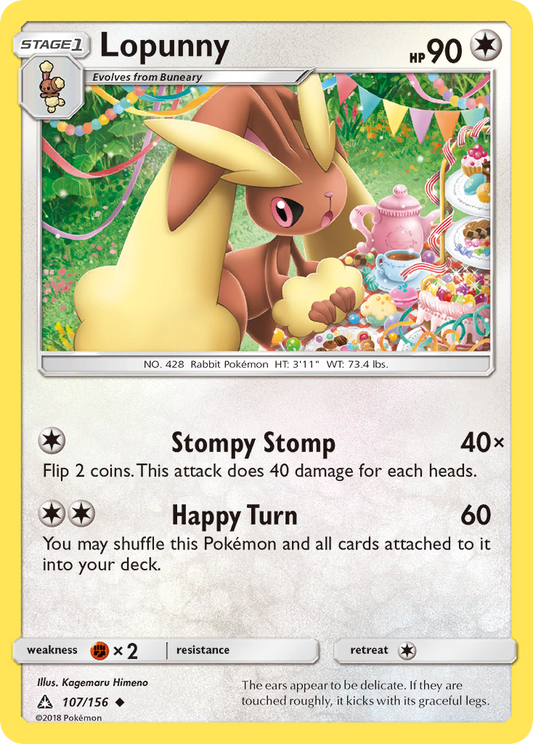 Lopunny 107/156 Uncommon | Ultra Prism | Pokemon Card