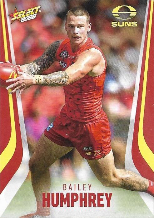 Bailey Humphrey #108 Gold Coast Suns | 2026 Select AFL Footy Stars | Trading Card