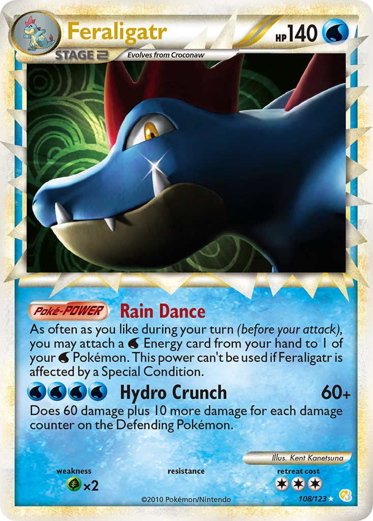 Feraligatr 108/123 Rare Prime | HeartGold & SoulSilver | Pokemon Card