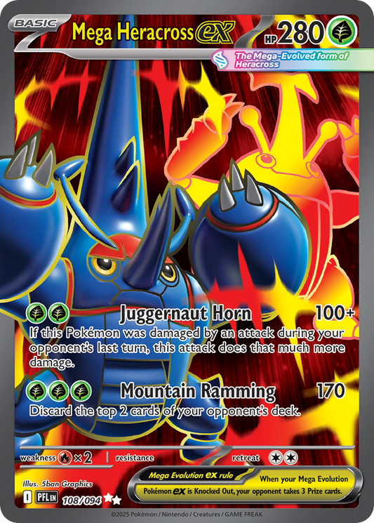 Mega Heracross ex 108/94 Ultra Rare | Phantasmal Flames | Pokemon Card