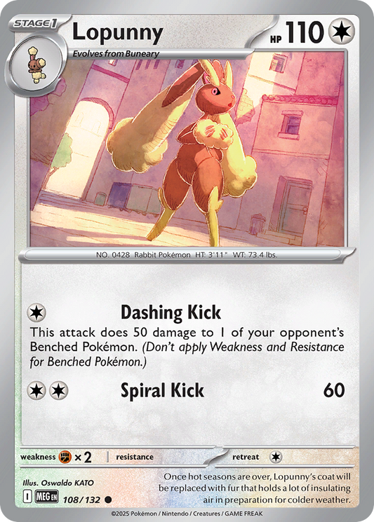 Lopunny 108/132 Common | Mega Evolution | Pokemon Card