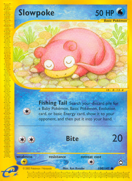 Slowpoke 108/147 Common | Aquapolis | Pokemon Card