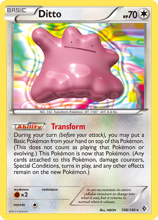 Ditto 108/149 Rare Holo | Boundaries Crossed | Pokemon Card