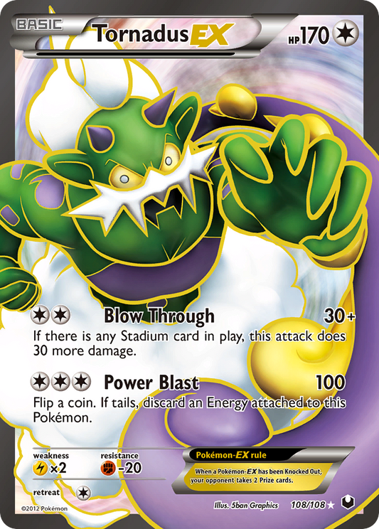 Tornadus-EX 108/108 Rare Ultra | Dark Explorers | Pokemon Card