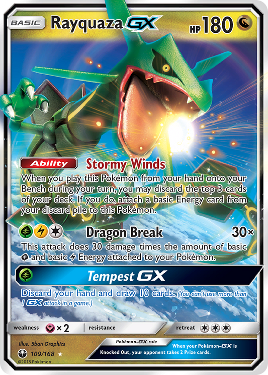 Rayquaza-GX 109/168 Rare Holo GX | Celestial Storm | Pokemon Card