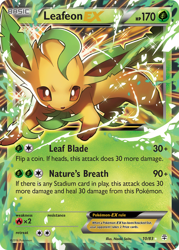Leafeon-EX 10/83 Rare Holo EX | Generations | Pokemon Card