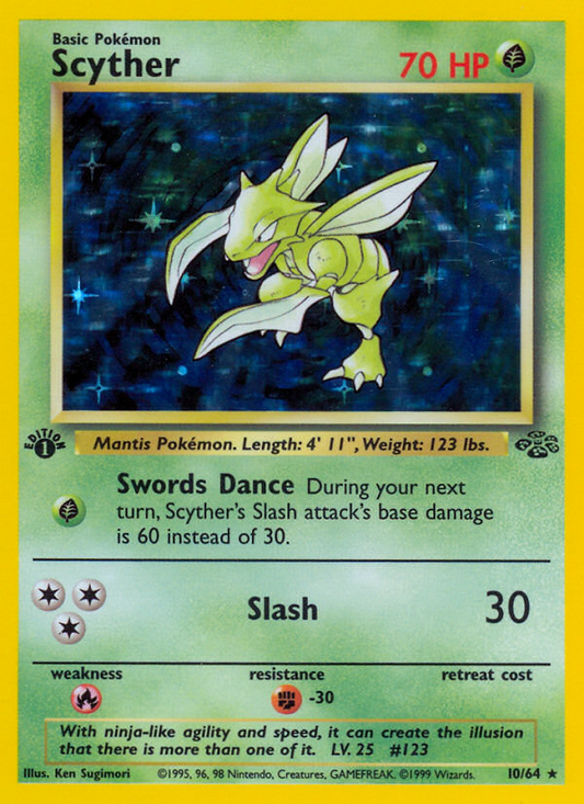 Scyther 10/64 Rare Holo | Jungle | Pokemon Card