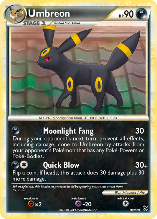 Umbreon 10/90 Rare Holo | HS—Undaunted | Pokemon Card