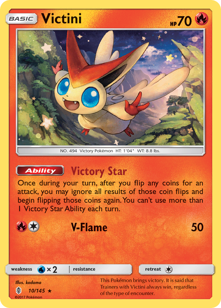 Victini 10/145 Rare Holo | Guardians Rising | Pokemon Card