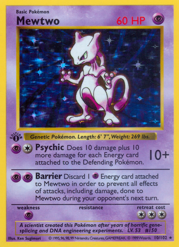Mewtwo 10/102 Rare Holo | Base | Pokemon Card