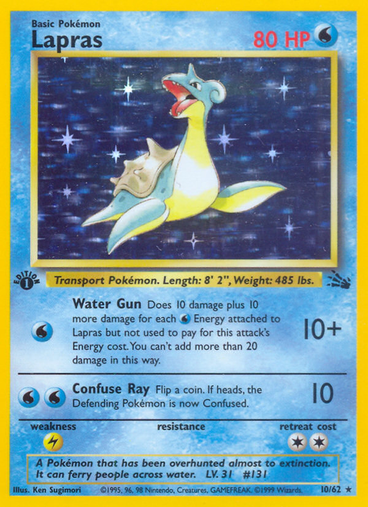 Lapras 10/62 Rare Holo | Fossil | Pokemon Card