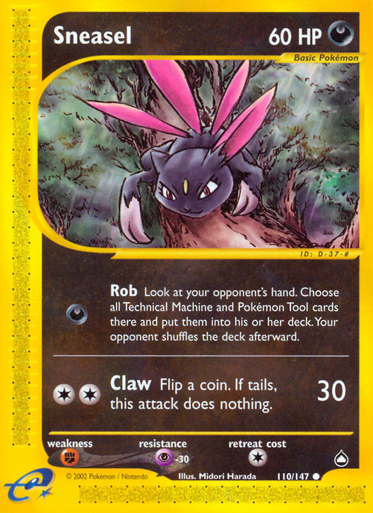 Sneasel 110/147 Common | Aquapolis | Pokemon Card