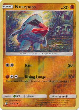 Nosepass 69/145 Reverse Holo | Guardians Rising | Pokemon Card