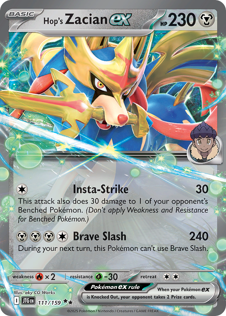 Hop's Zacian ex 111/159 Double Rare | Journey Together | Pokemon Card