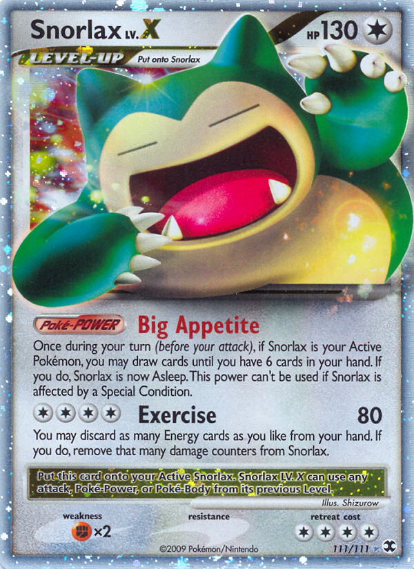 Snorlax LV.X 111/111 Rare Holo LV.X | Rising Rivals | Pokemon Card