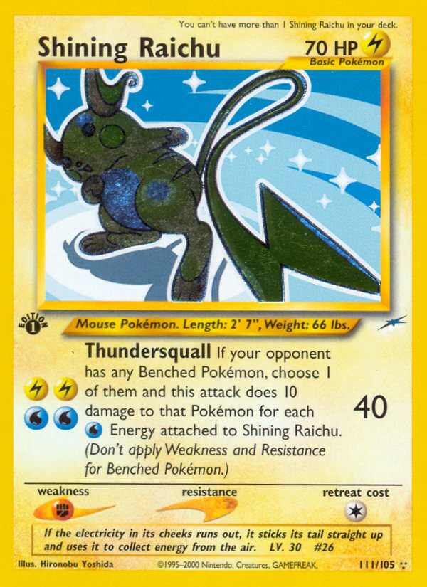 Shining Raichu 111/105 Rare Shining | Neo Destiny | Pokemon Card