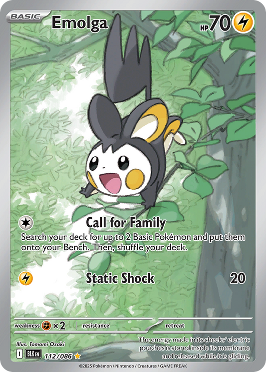 Emolga 112/86 Illustration Rare | Black Bolt | Pokemon Card
