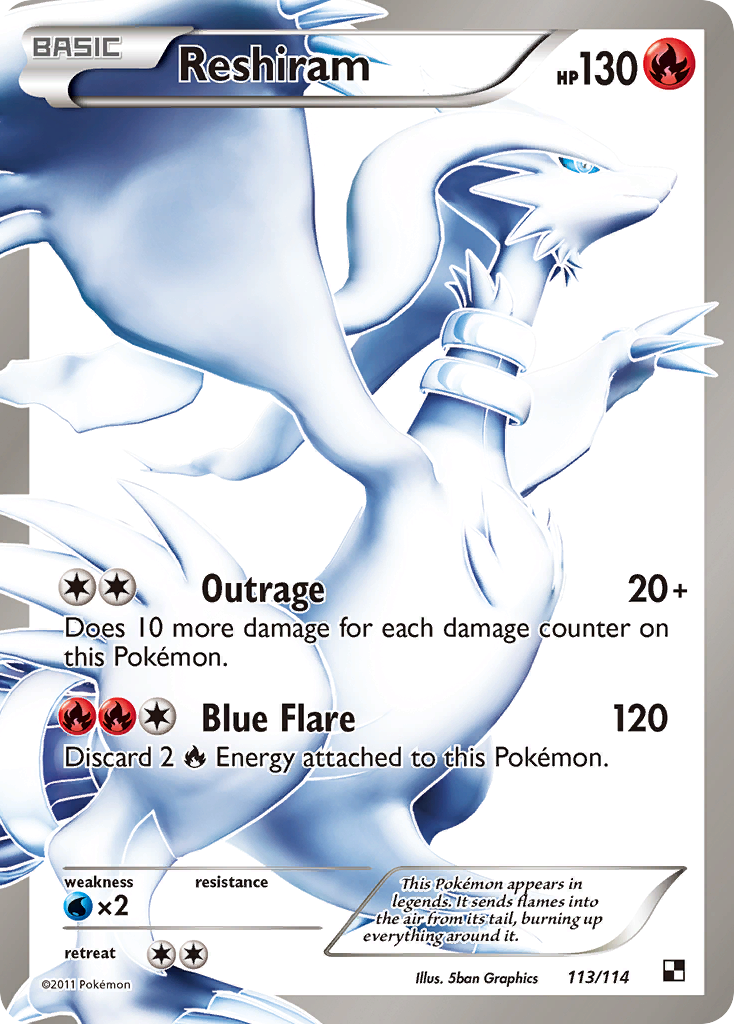 Reshiram 113/114 Rare Ultra | Black & White | Pokemon Card