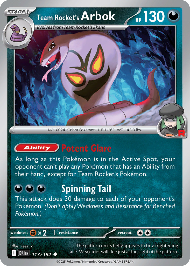 Team Rocket's Arbok 113/182 Uncommon | Destined Rivals | Pokemon Card