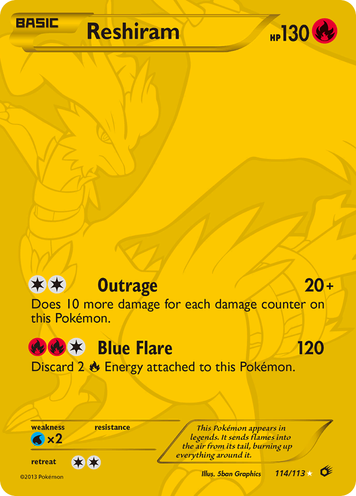 Reshiram 114/113 Rare Secret | Legendary Treasures | Pokemon Card