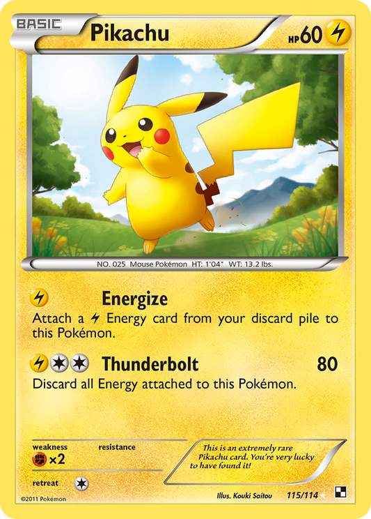 Pikachu 115/114 Rare Secret | Black & White | Pokemon Card