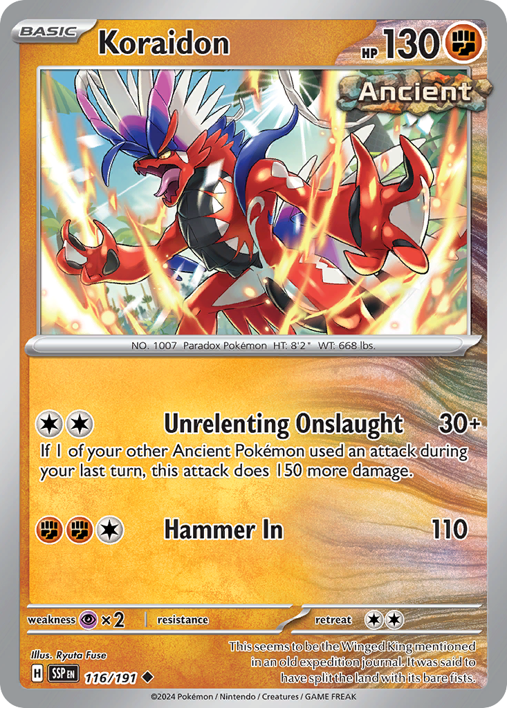 191 pokemon cards Hydreigon ex 119/191 Card Game TCG Search your deck for a Pokemon that evolves from this Pokemon Buy Koraidon | Surging Sparks