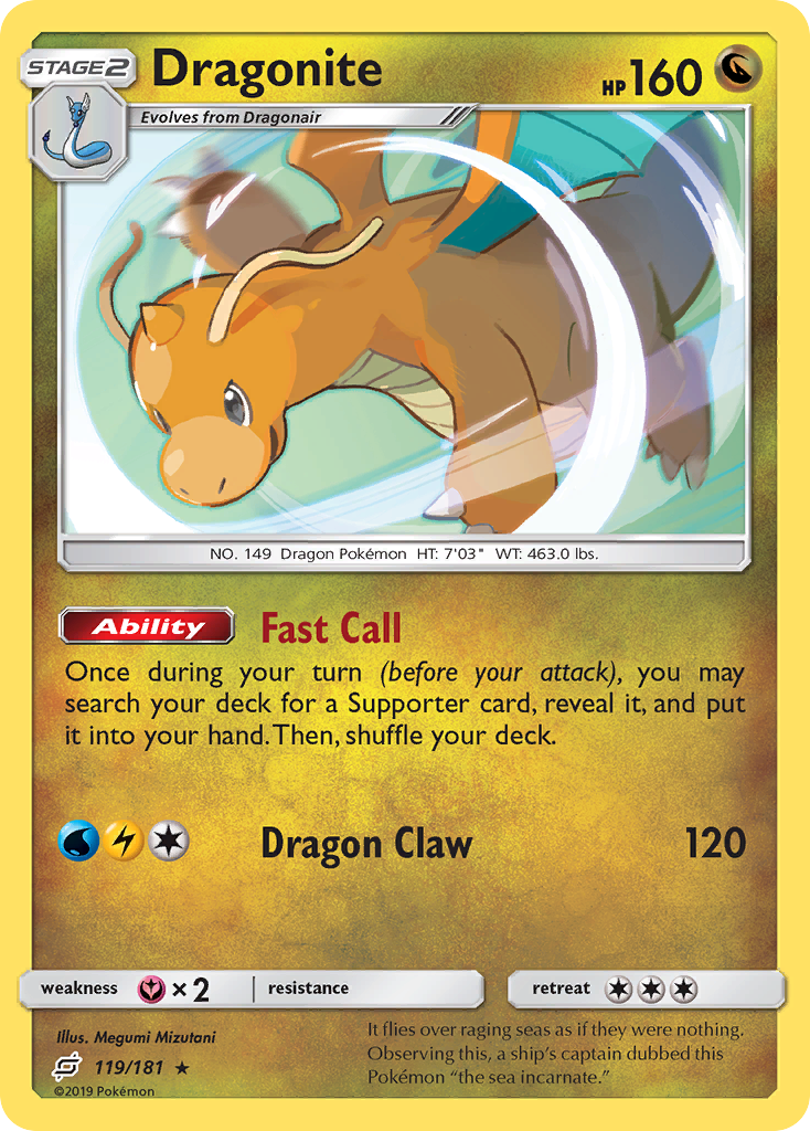 Dragonite 119/181 Rare Holo | Team Up | Pokemon Card