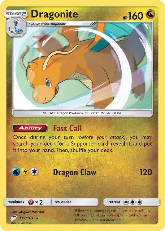 Dragonite 119/181 Rare Holo | Team Up | Pokemon Card