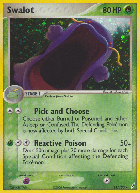 Swalot 11/100 Rare Holo | Crystal Guardians | Pokemon Card