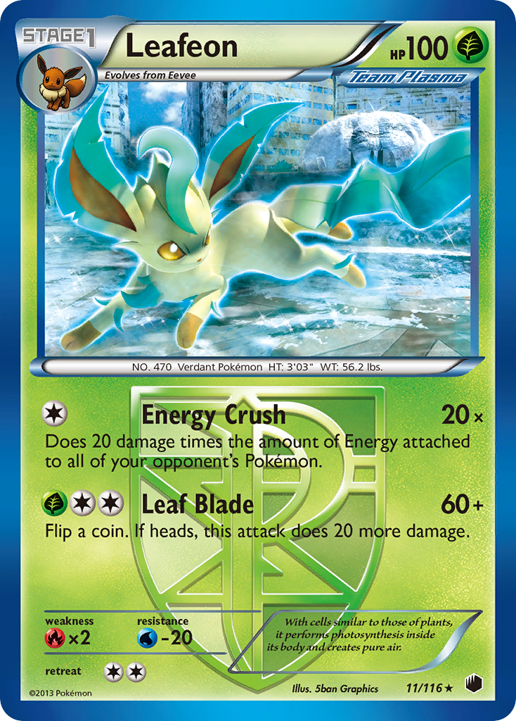 Leafeon 11/116 Rare | Plasma Freeze | Pokemon Card