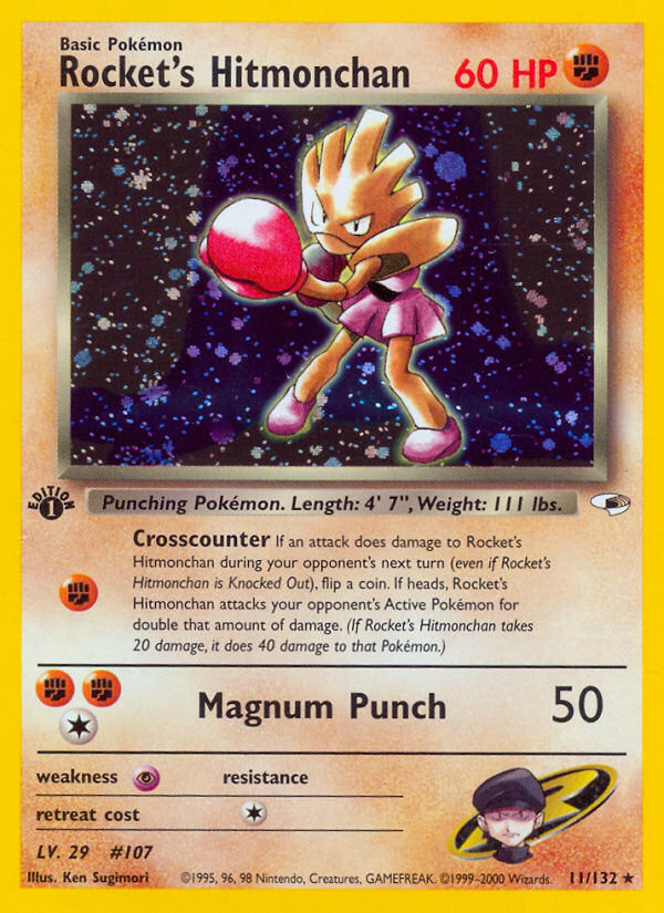 Rocket's Hitmonchan 11/132 Rare Holo | Gym Heroes | Pokemon Card