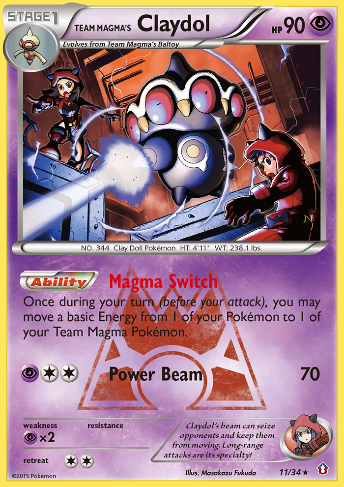 Team Magma's Claydol 11/34 Rare Holo | Double Crisis | Pokemon Card